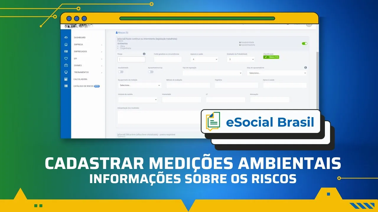 Cadastrar medições dos riscos no eSocial Brasil - (Medições ambientais)