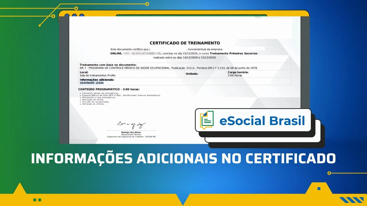 Emitir certificado com informações adicionais - eSocial Brasil