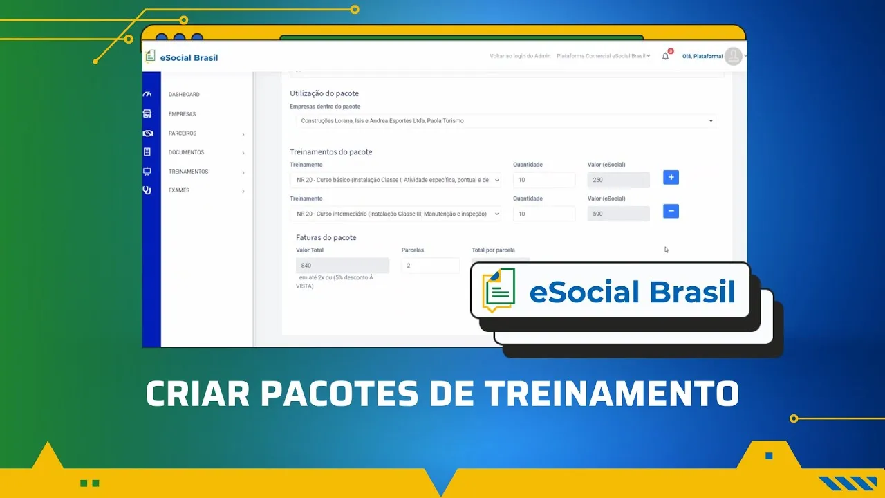 Criar pacotes de treinamento no eSocial Brasil