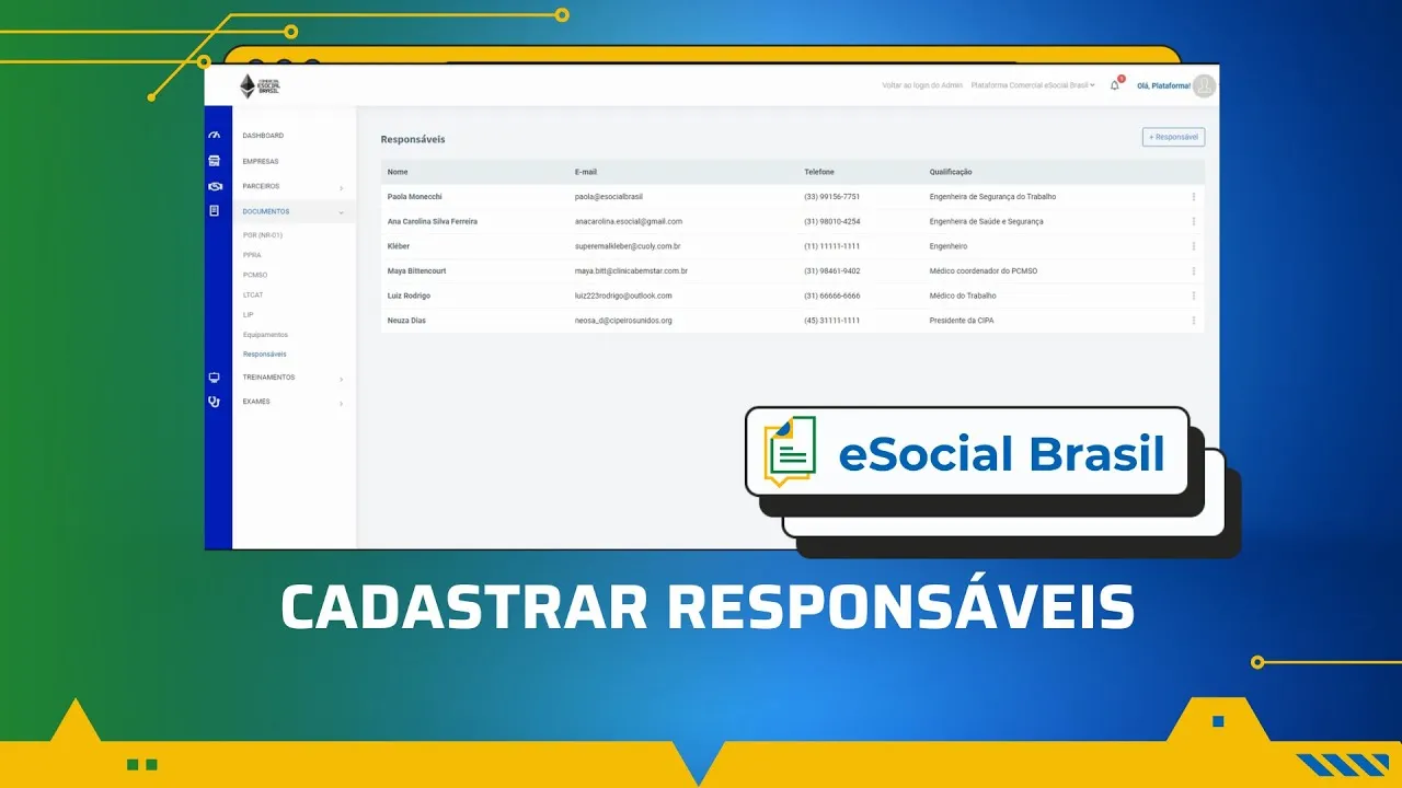 Cadastrar responsáveis no eSocial Brasil