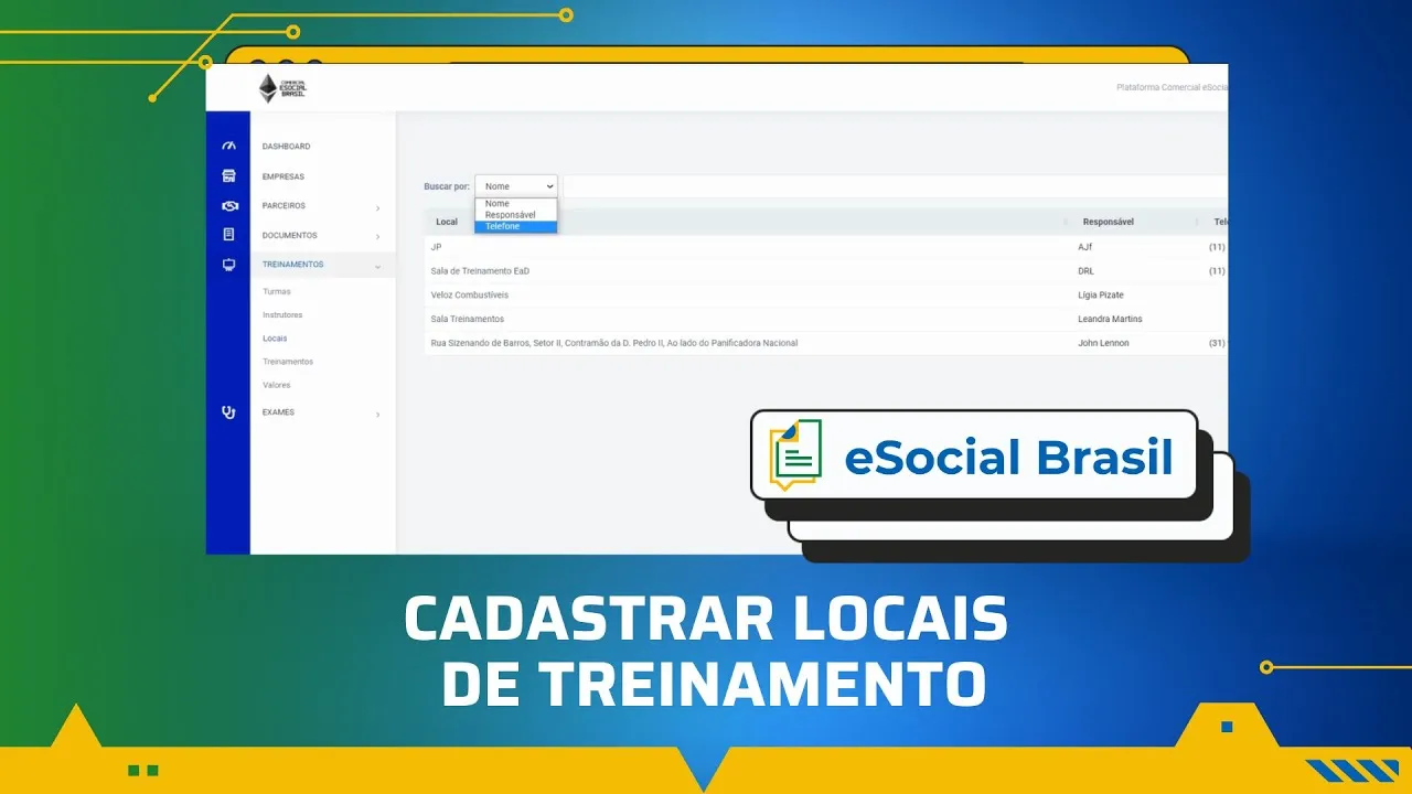 Cadastrar local de treinamento no eSocial Brasil