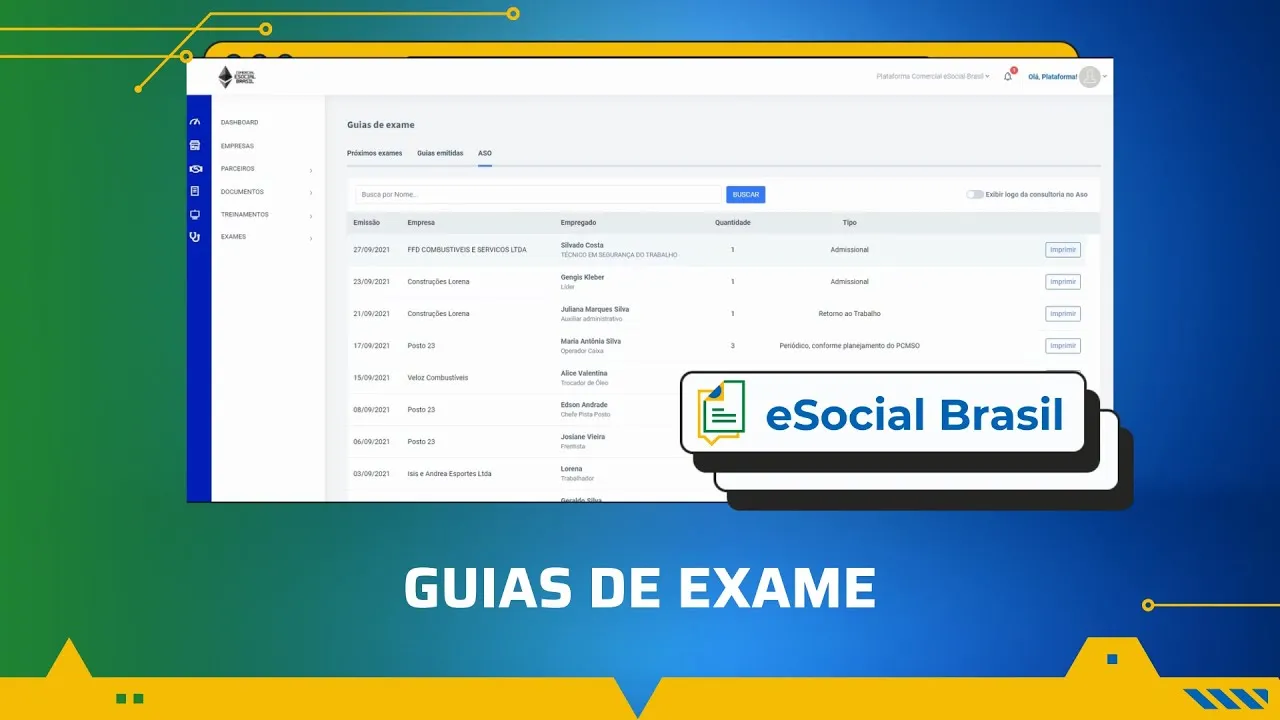 Guias de exame no eSocial Brasil